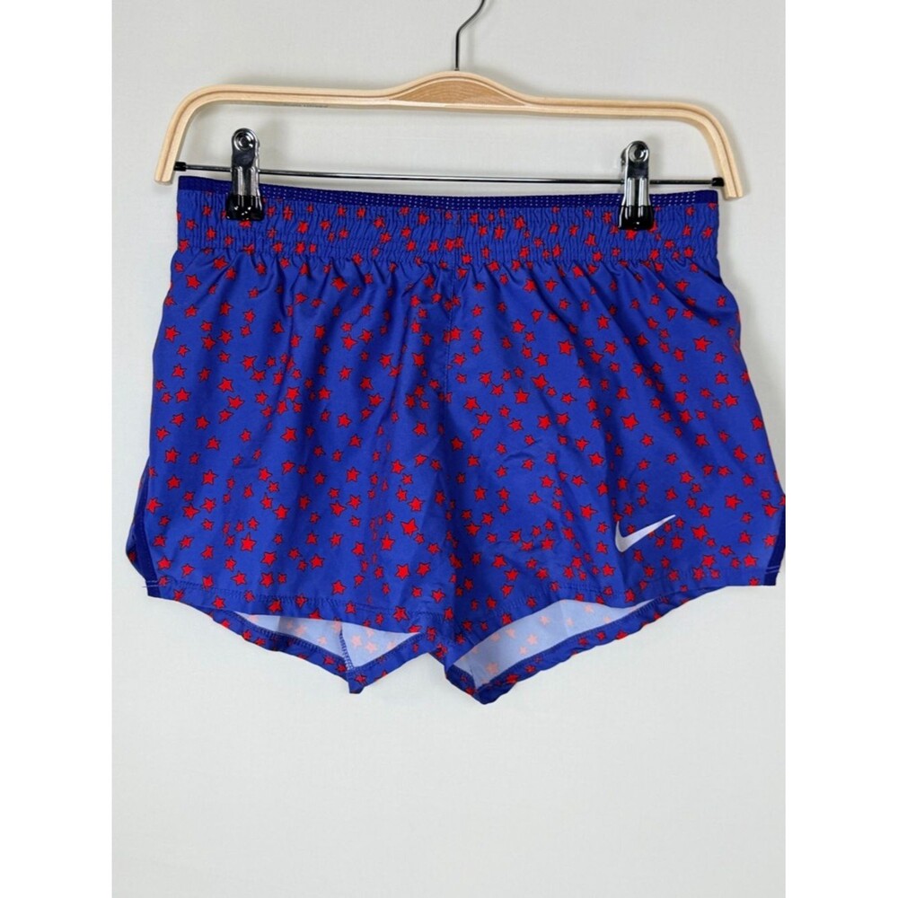 Nike Tempo Running Shorts XS Americana Star Print Dri-FIT Lined Blue Red